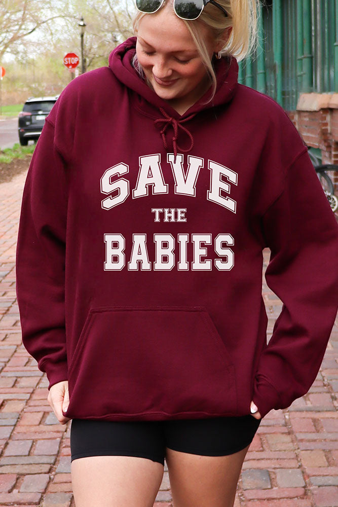 Maroon Save The Babies Hoodie