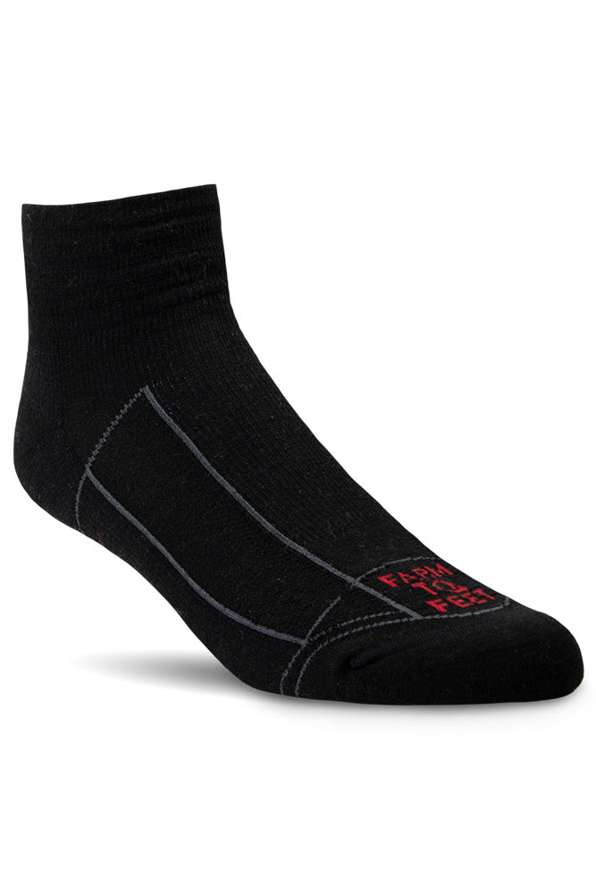 100% USA Made - Merino - Black 1/4 Socks