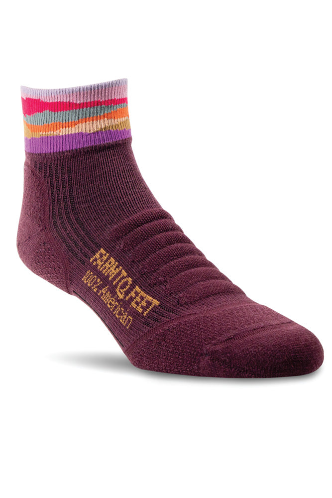 100% USA Made - Merino - Max Patch Plum 1/4 Socks